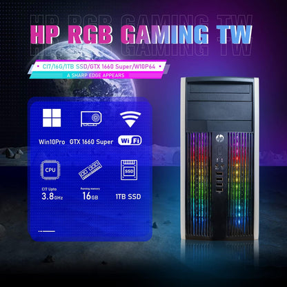 HP Pro Tower i7 GTX 1660 Super Gaming PC Renewed