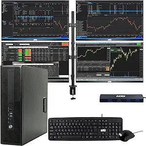 HP Core i5 Trading PC Bundle 4 Monitors Renewed