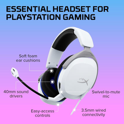 HyperX 6H9B5AA Cloud Stinger 2 Core Playstation Gaming Headset - White