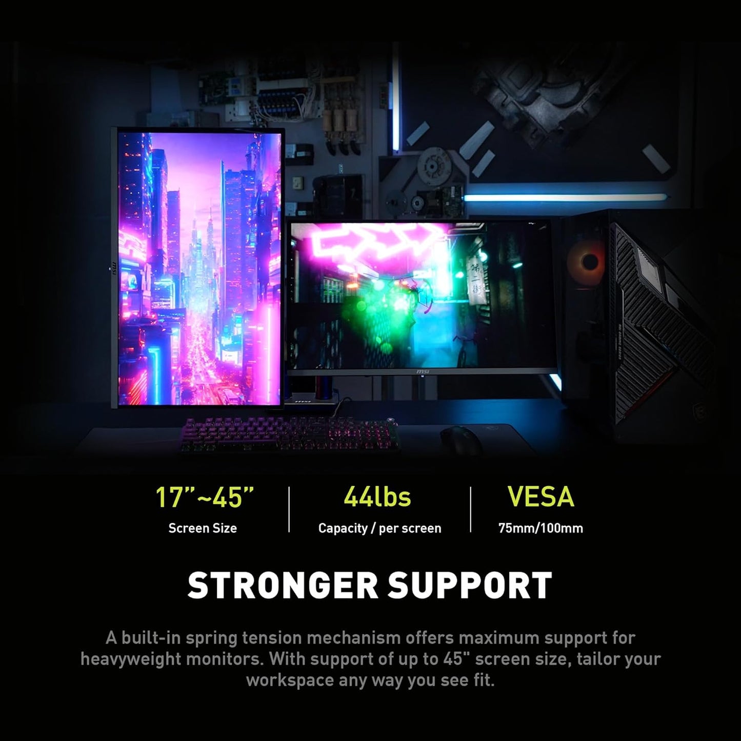 MSI MAG MT201D Heavy Duty Dual Monitor Stand