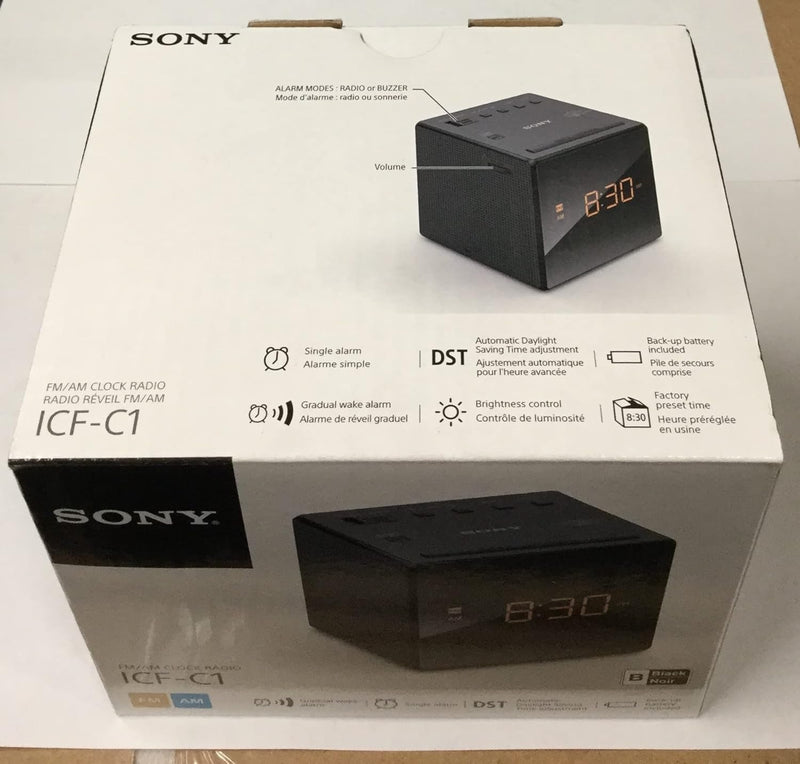 Sony ICFC1BLACK AM/FM Black Clock Radio — main product image