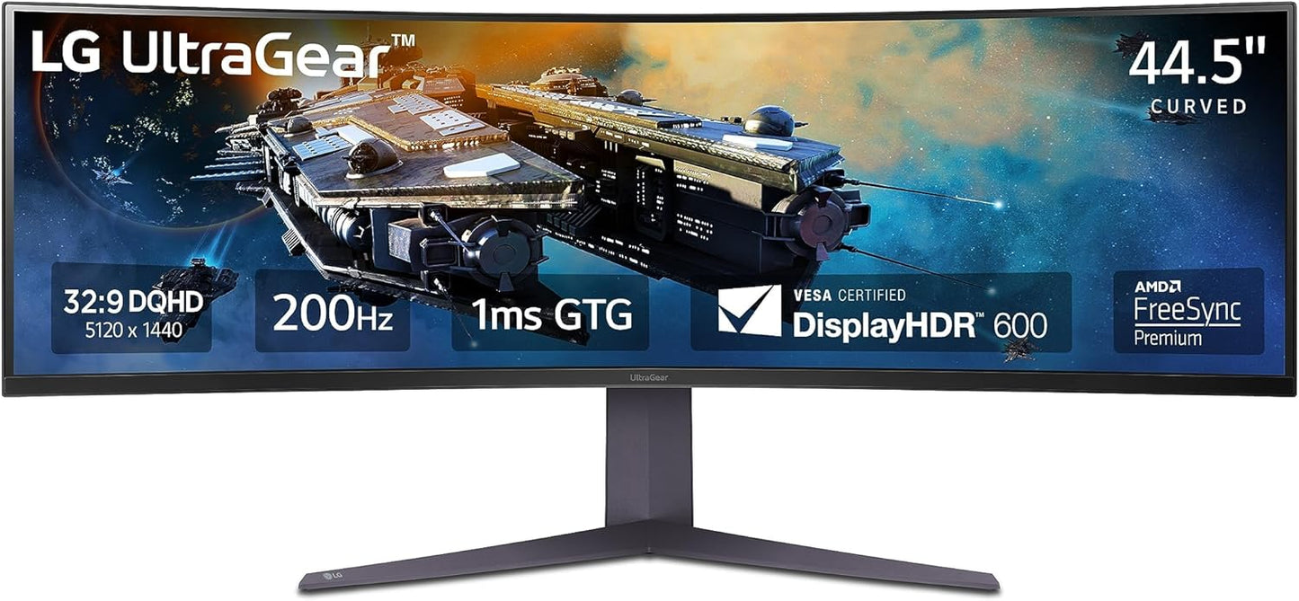 LG 45GR65DC-B Ultragear 45-Inch Curved Gaming Monitor QHD 200Hz