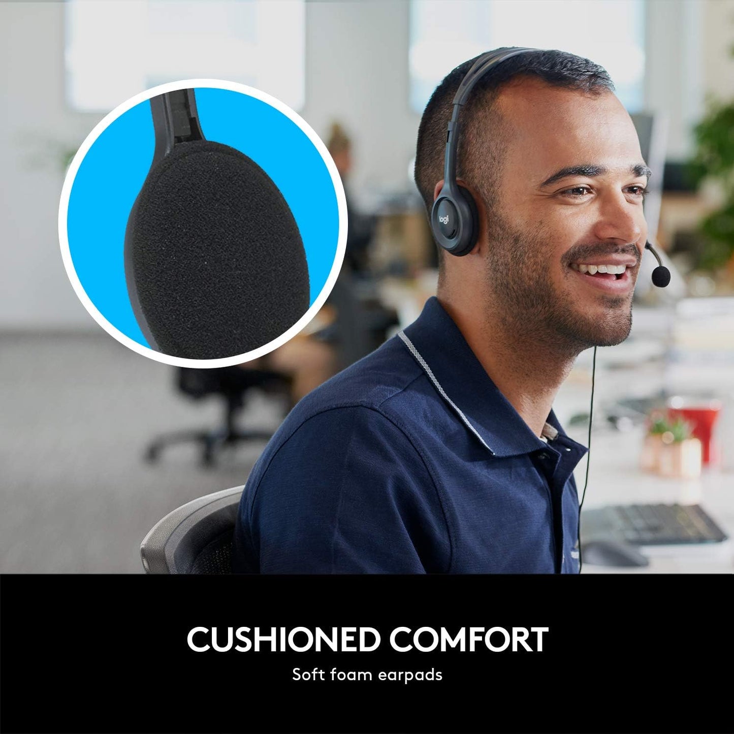 Logitech 981-000612 H111 Wired Stereo Headset Noise Cancelling Mic