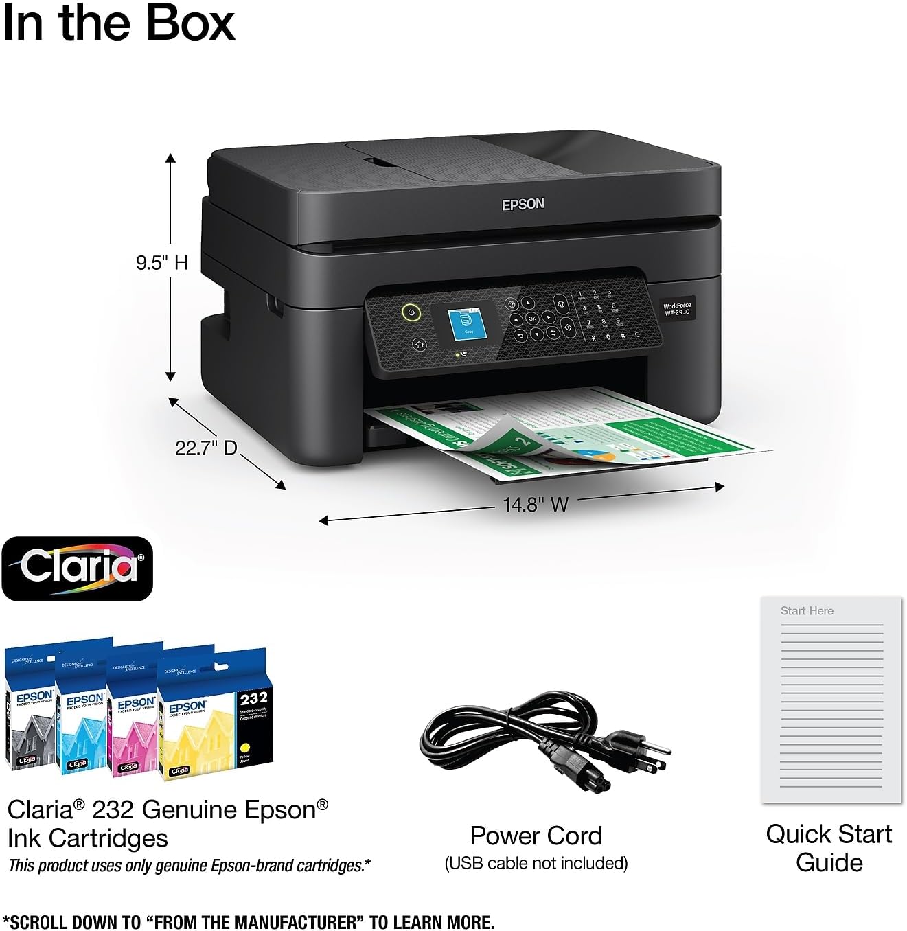 Epson C11CK63201 Workforce WF-2930 Wireless All-in-One Printer