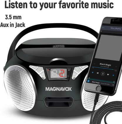 Magnavox MD6924 Portable CD Boombox AM/FM Stereo Black