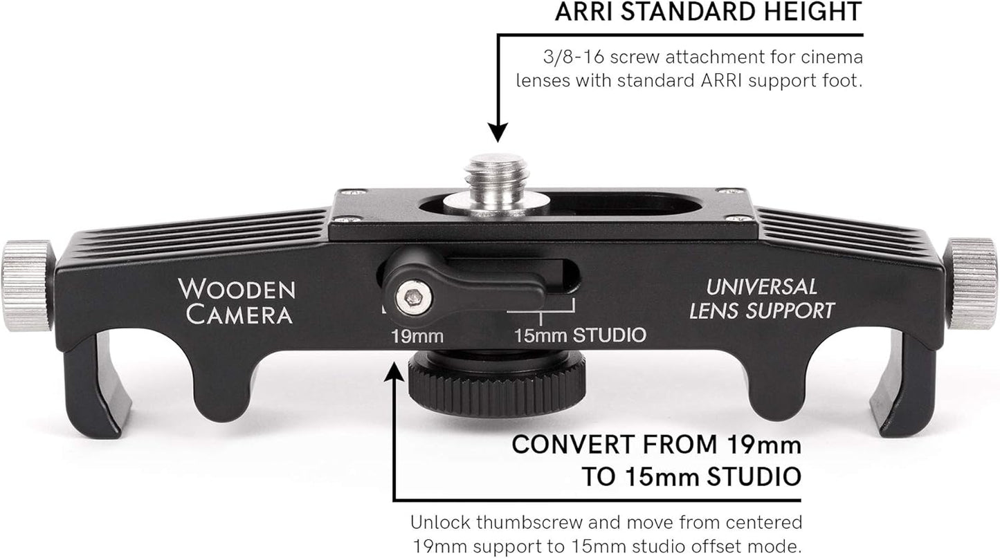 Wooden Camera Universal Lens Support 19mm/15mm Studio Rods
