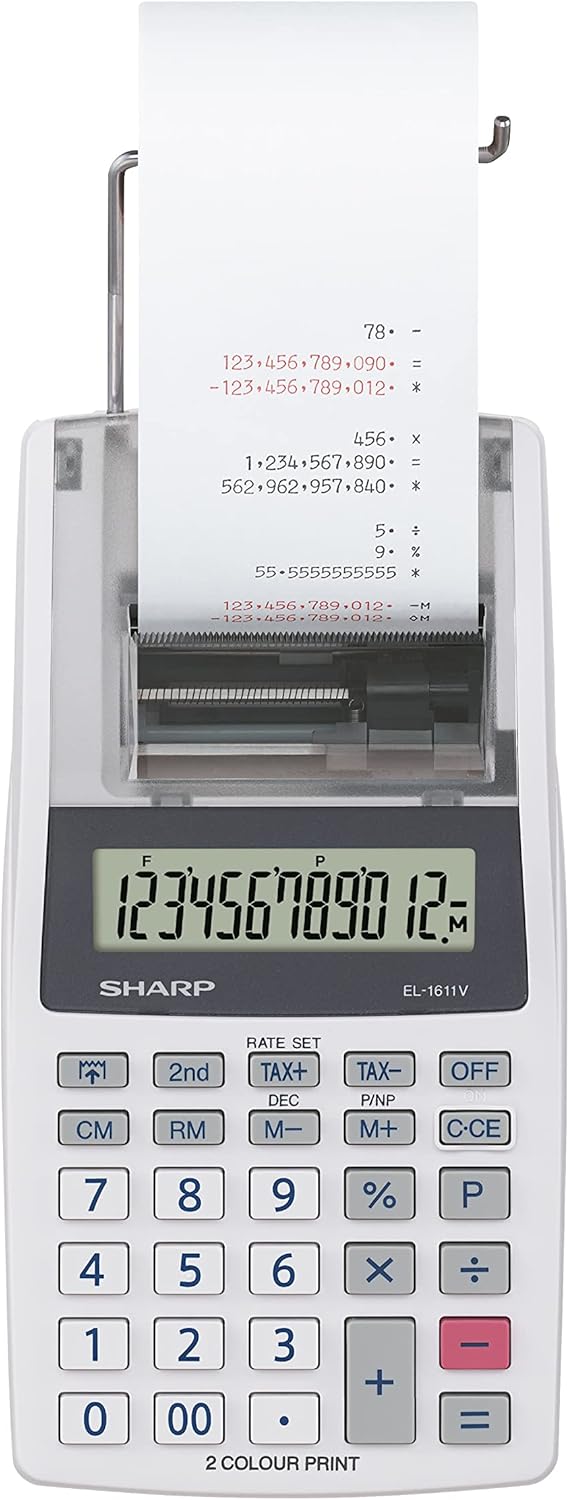 Sharp EL-1611V 12-Digit Printing Calculator - Grey