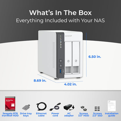 QNAP TS-216G-US 2-Bay 2.5GbE NAS 8TB WD Red Bundle