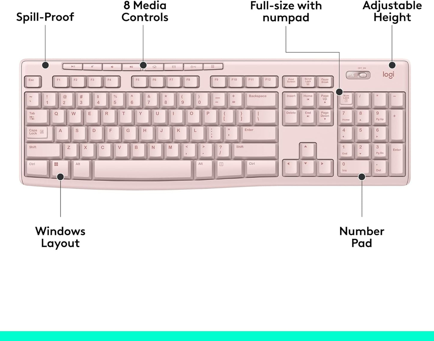 Logitech 920-013289 K270 Rose Wireless Keyboard