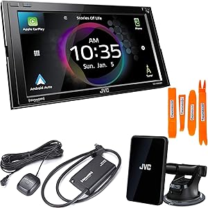 JVC KW-M865BW Wireless CarPlay Android Auto Receiver Bundle — main product image