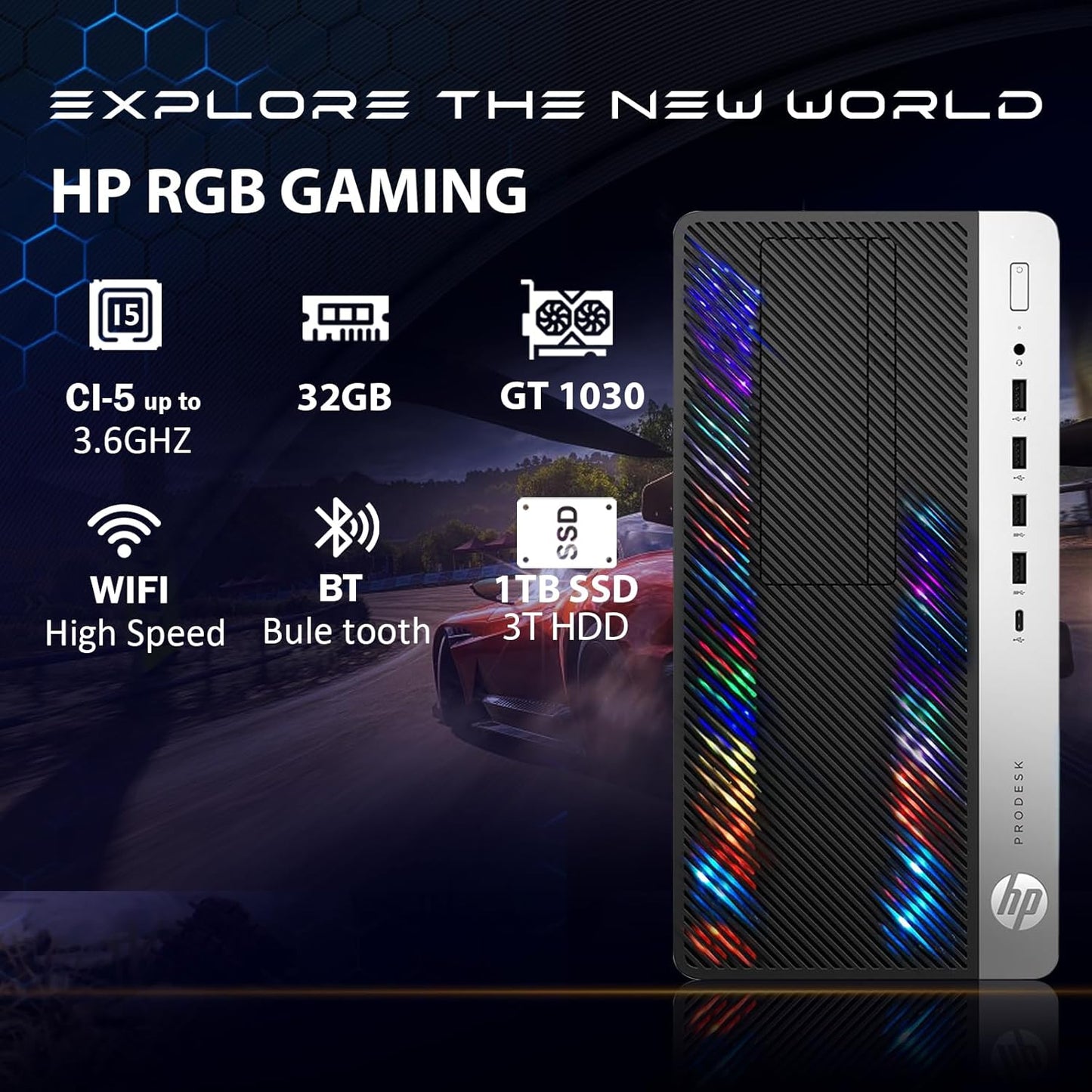 HP Core i5 Gaming Desktop GT 1030 Renewed