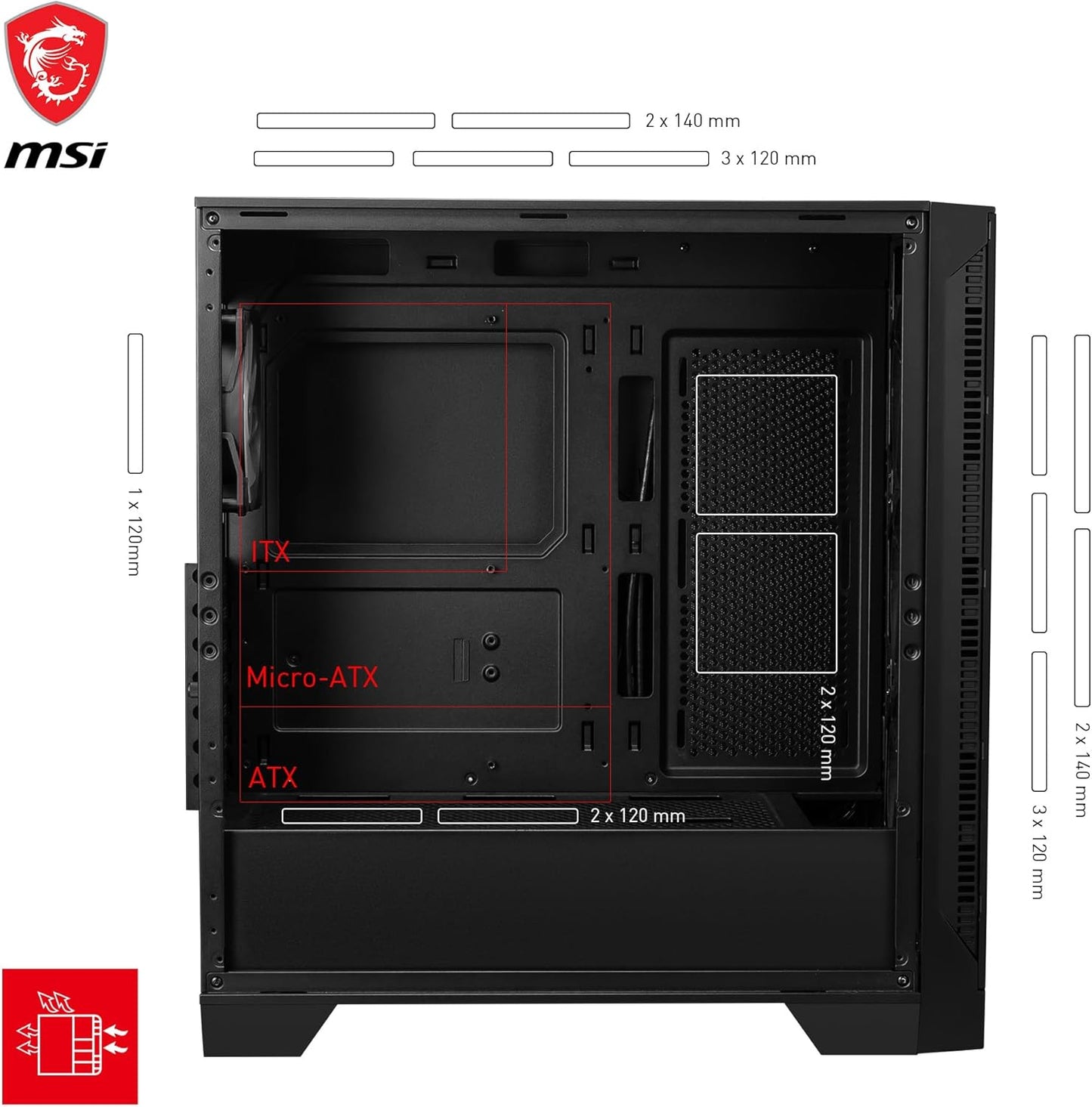 MSI MAG FORGE 320R AIRFLOW Mid-Tower Gaming PC Case