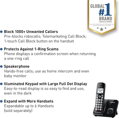 Panasonic KX-TGD810B Cordless Phone with Advanced Call Block