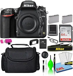 Nikon 1543 D750 DSLR Camera Body Deluxe Bundle Renewed — main product image