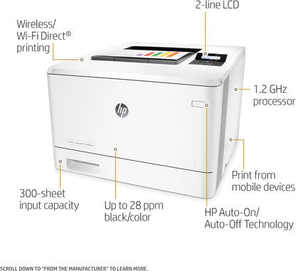 HP M452: LaserJet Pro Wireless Color Laser Printer, Renewed
