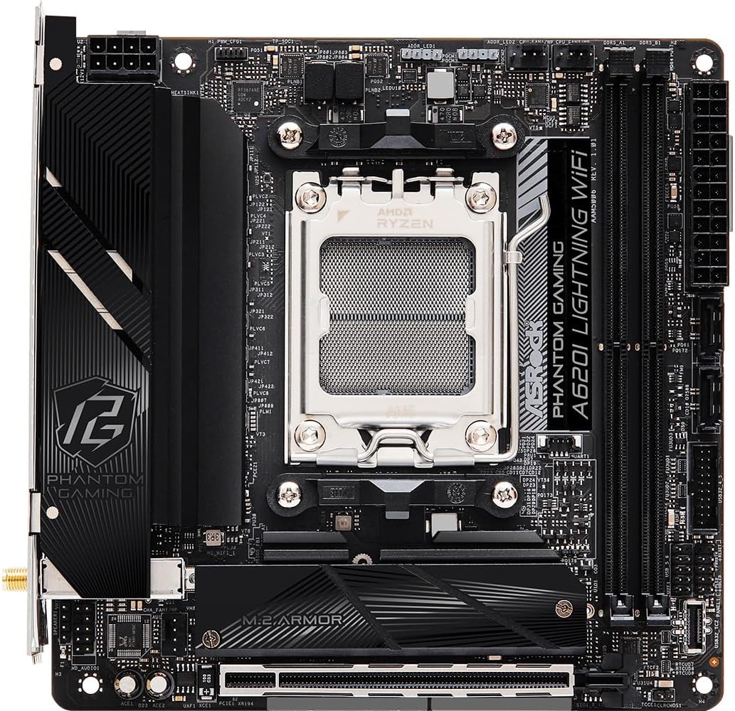 ASRock 90-MXBMN0-A0UAYZ A620I Lightning WiFi Mini-ITX Motherboard