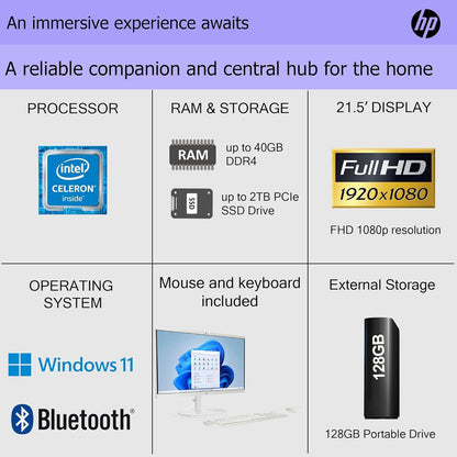 HP 00DG New Version All-in-One Desktop 22" FHD 32GB 512GB SSD