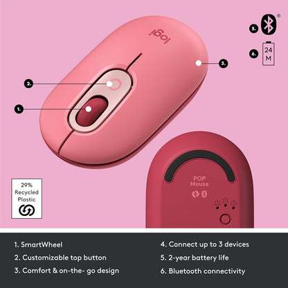 Logitech POP Mouse Heartbreaker Rose Wireless Emoji