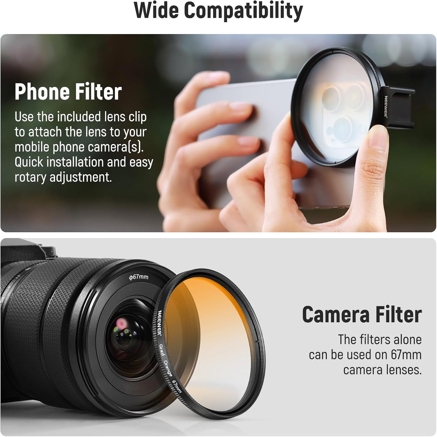 Neewer FL-P4 67mm Phone ND Filter Kit