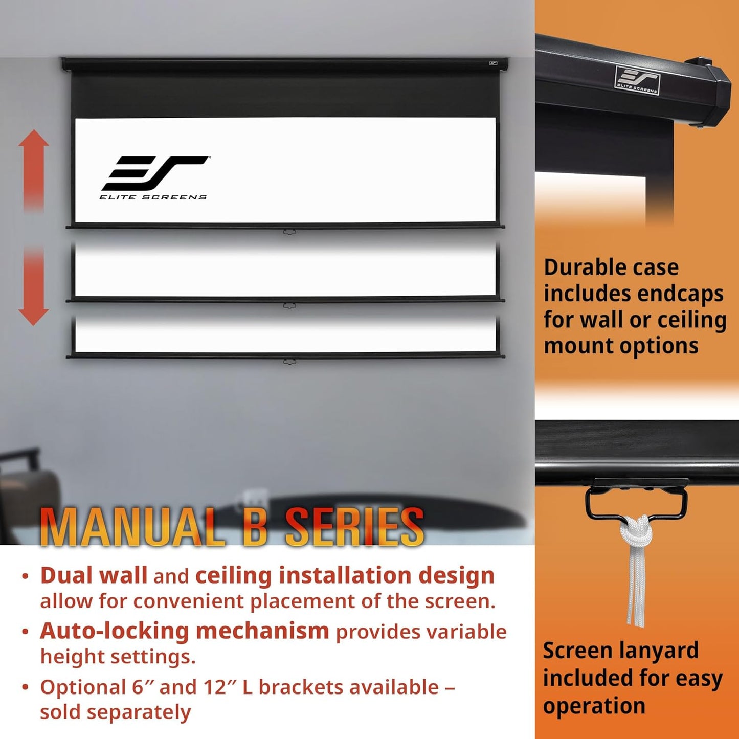 Elite Screens M120H 120-Inch Manual Pull Down Projector Screen