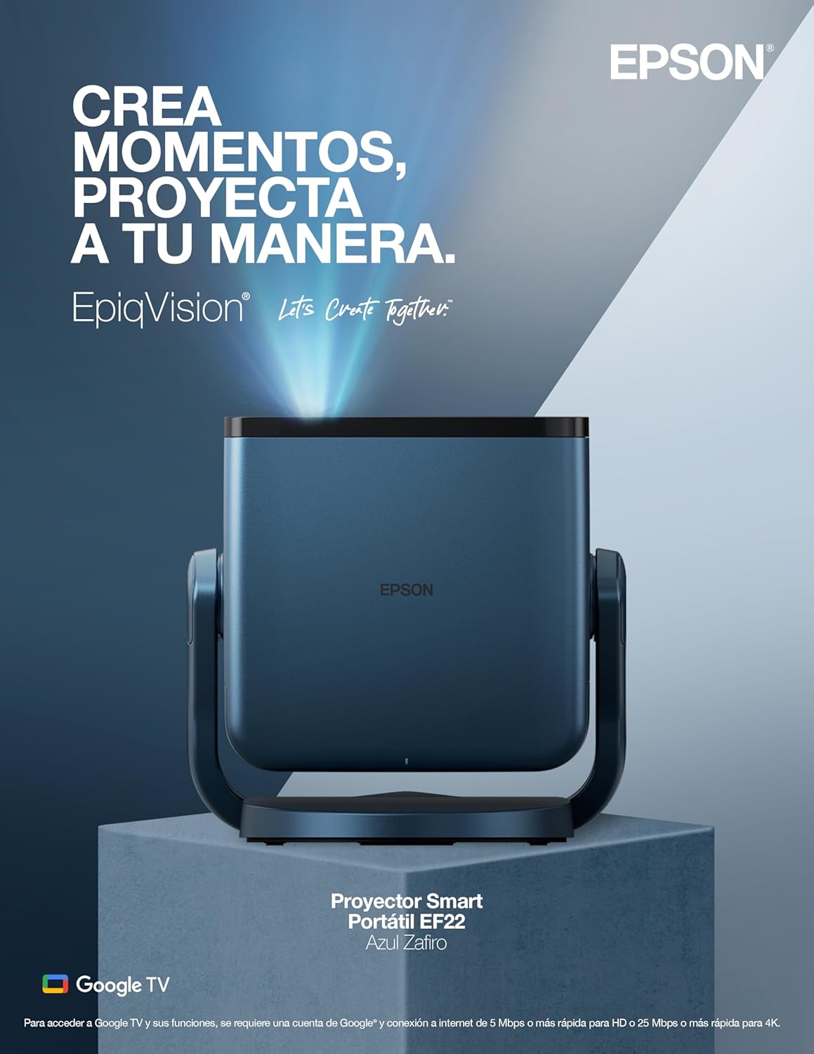 Epson V11HB38420 EpiqVision Mini EF22 Portable Smart Laser Projector