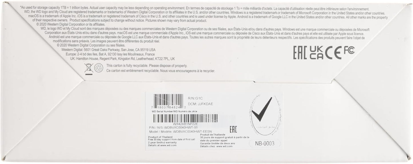 Western Digital WDBVXC0040HWT-EESN My Cloud Home 4TB NAS