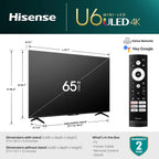 Hisense 65U6K 65-Inch Mini-LED ULED 4K Google Smart TV (Renewed)