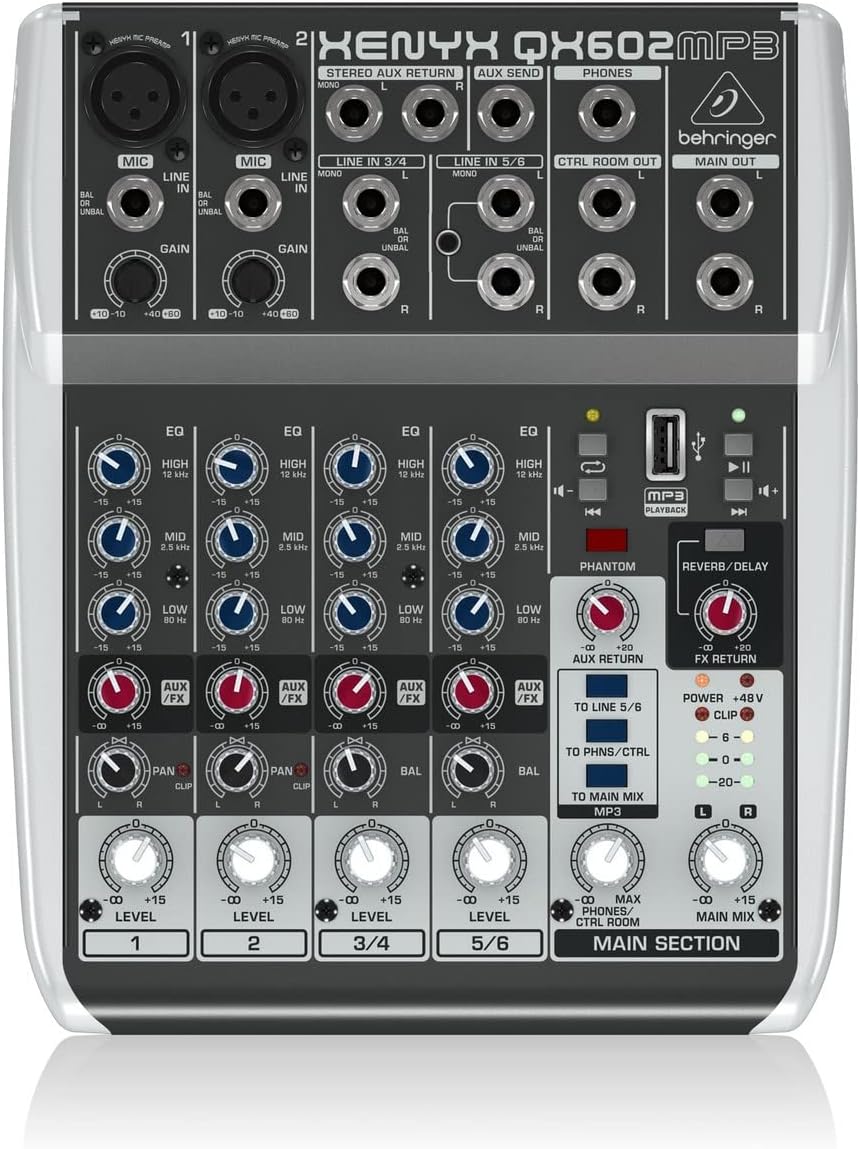 Behringer QX602MP3 Premium 6-Input Mixer MP3