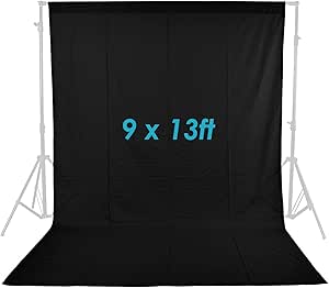 Neewer 10086593 Black Muslin Backdrop 9x13ft Photo Video