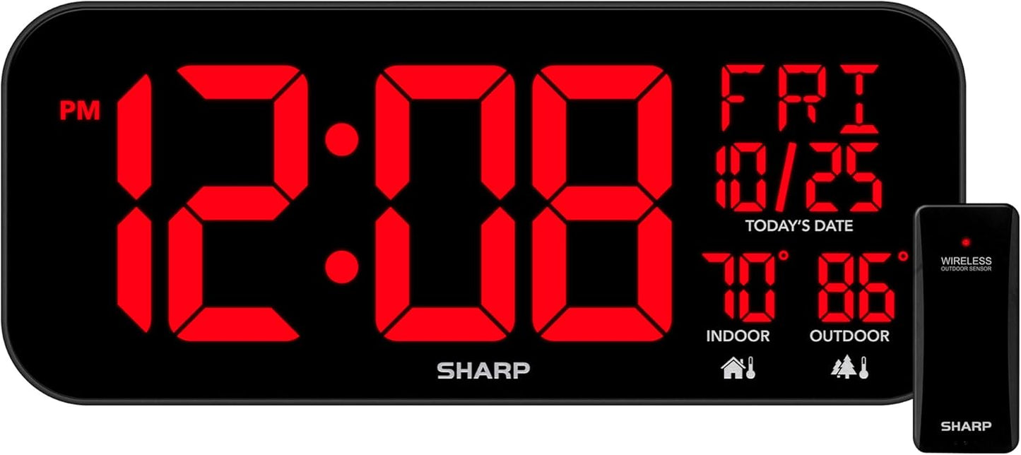 Sharp Flechazo-0401 Oversized LED Clock with Temperature
