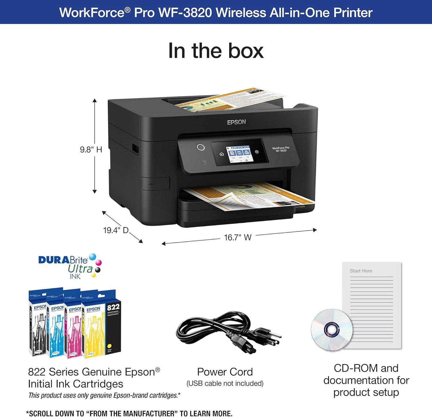 Epson WF-3820 Workforce Pro Wireless All-in-One Printer