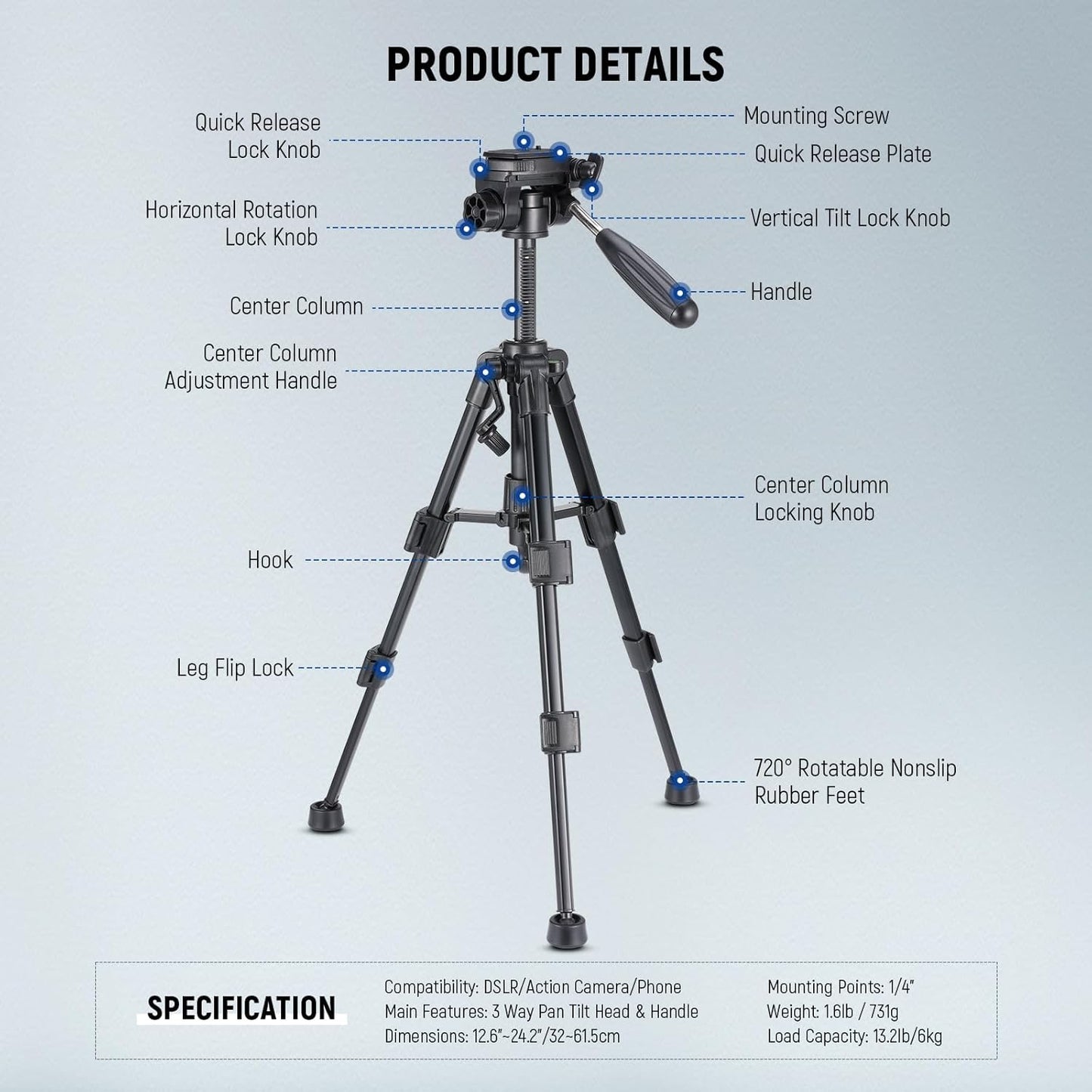 Neewer 10104349 Mini Desk Tripod with Remote