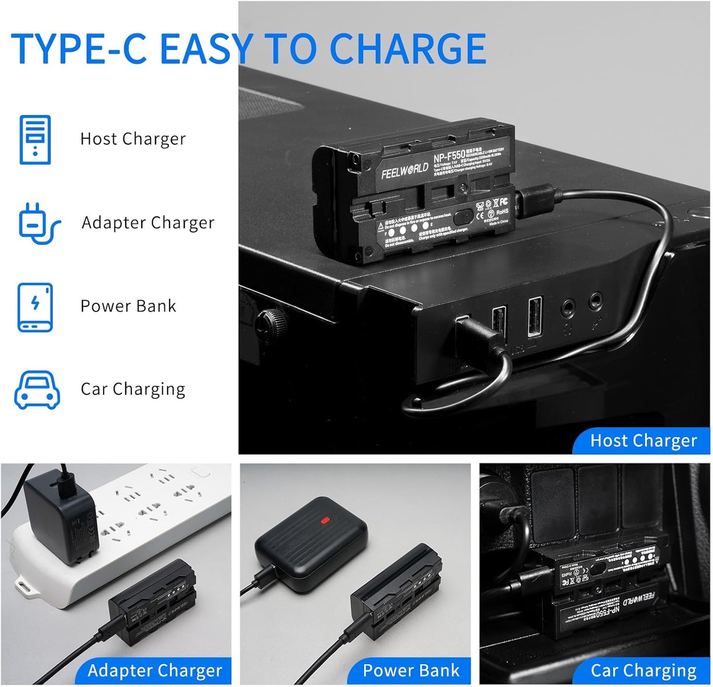 FEELWORLD AA-ANP55-LY-US NP-F550 Replacement Battery - 2200mAh, USB-C