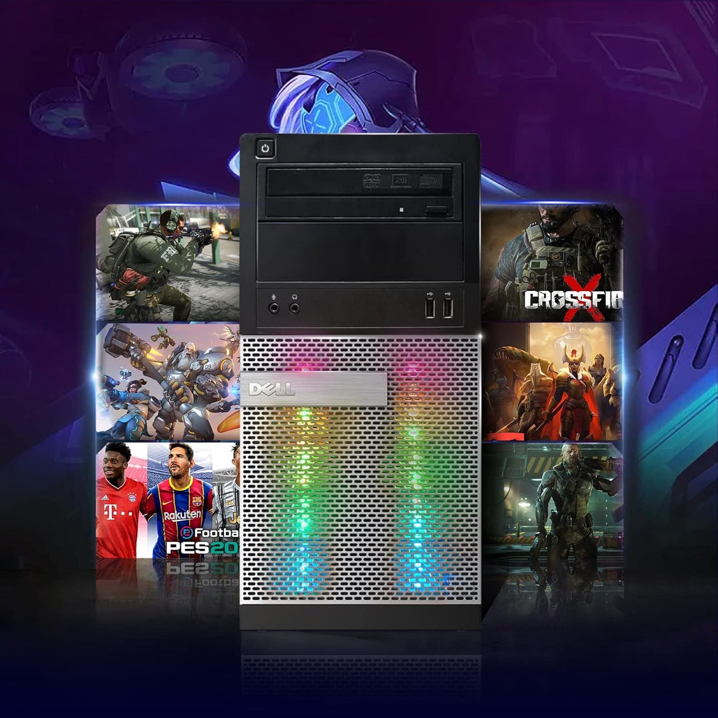 Dell OptiPlex Tower RGB Gaming PC RX 550 Renewed