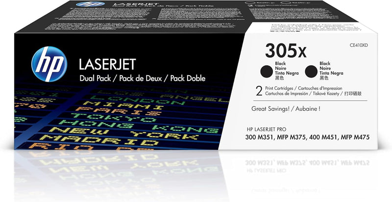 HP 305X Black High-Yield Toner Cartridge 2-Pack — main product image
