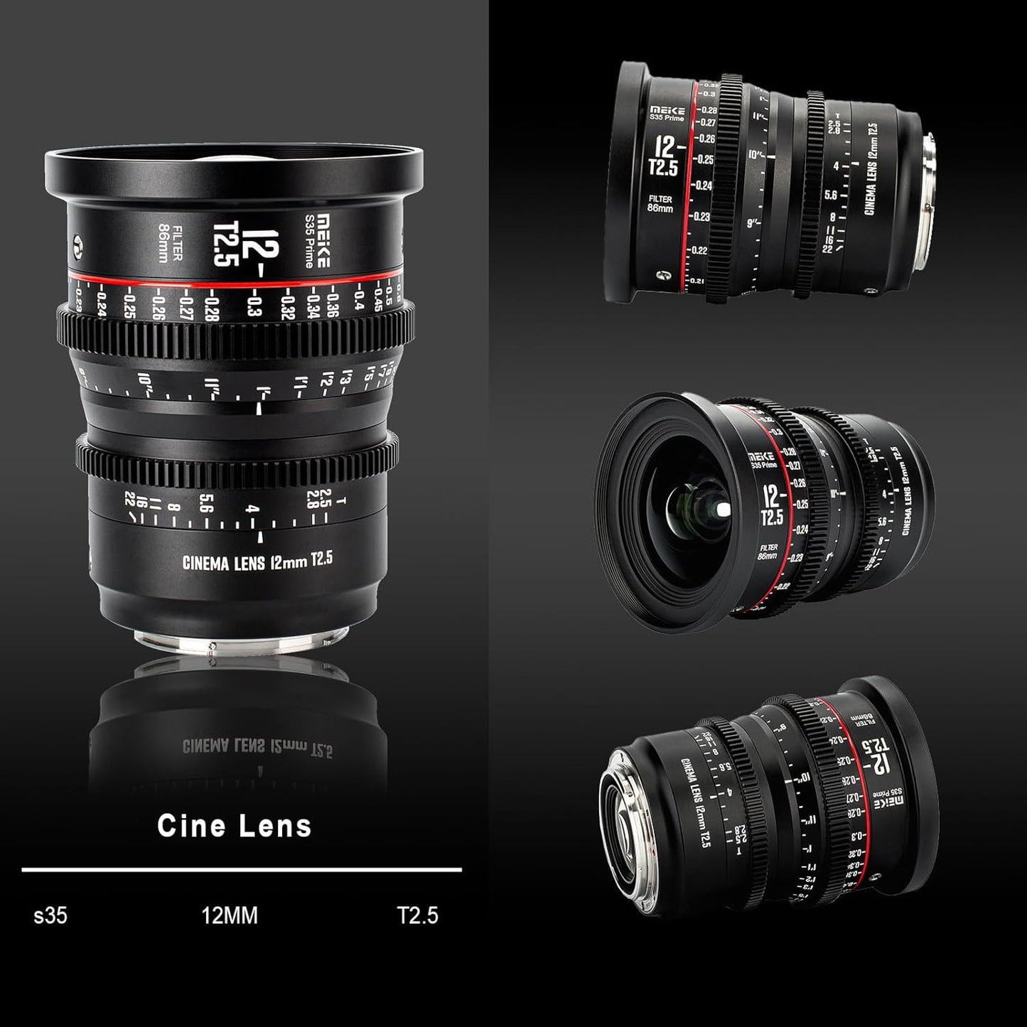 Meike 12mm T2.5 S35 Wide Angle Cinema Lens EF Mount