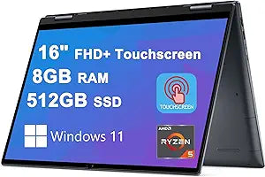 Dell Inspiron 16 7000 2-in-1 - 16" Touch Laptop - Ryzen 5, 8GB RAM, 512GB SSD