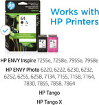 HP 64 Black/Tri-color Ink Cartridges 2-Pack X4D92AN