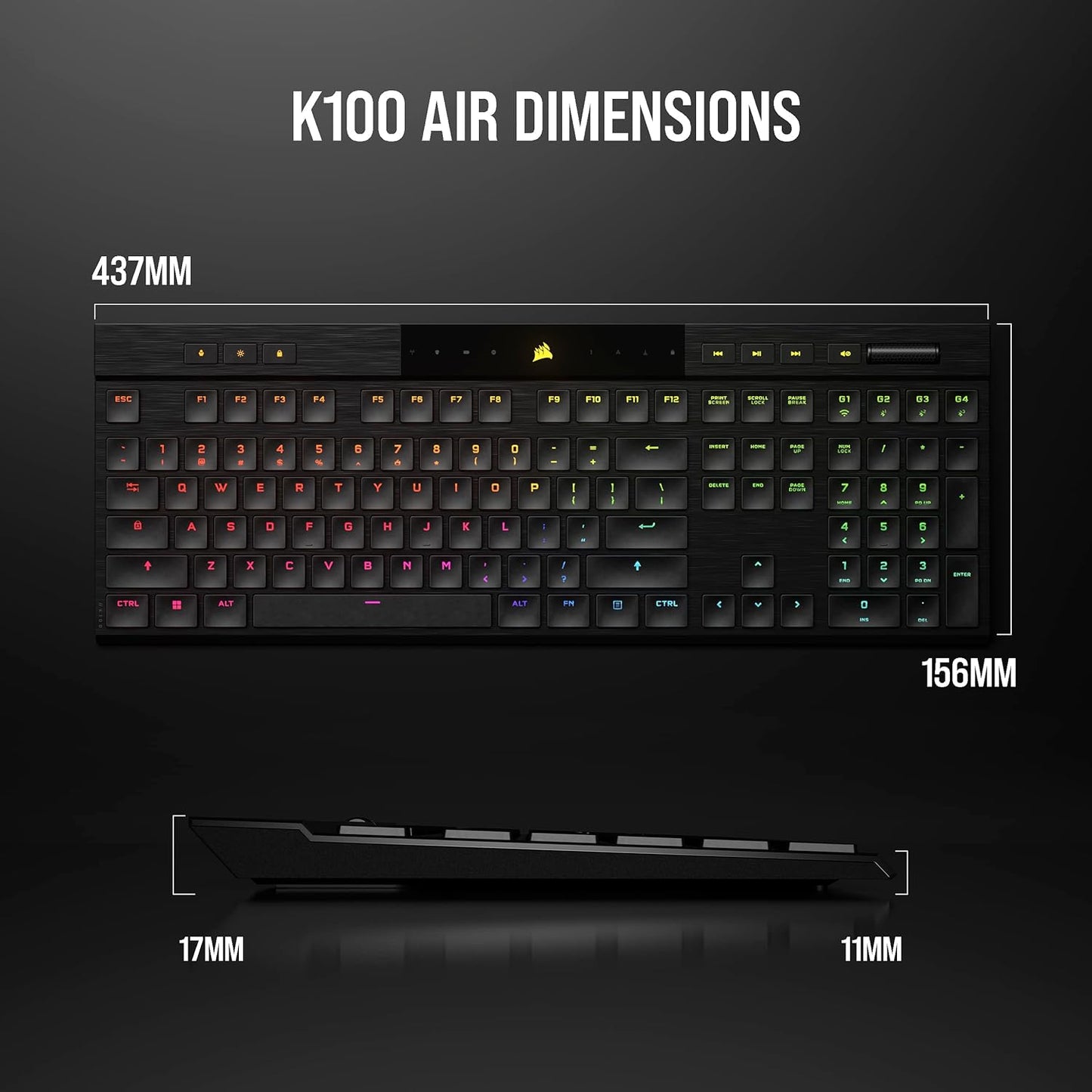 Corsair CH-913A01U-NA K100 AIR Wireless RGB Keyboard