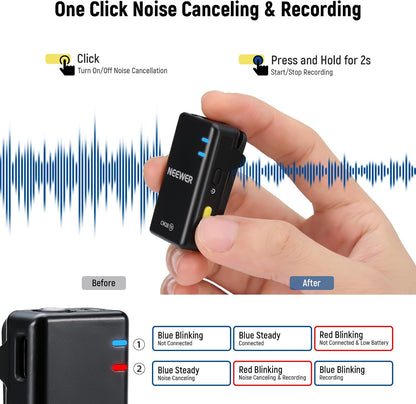 Neewer CM28 Dual Wireless Lavalier Microphone System with Charging Case
