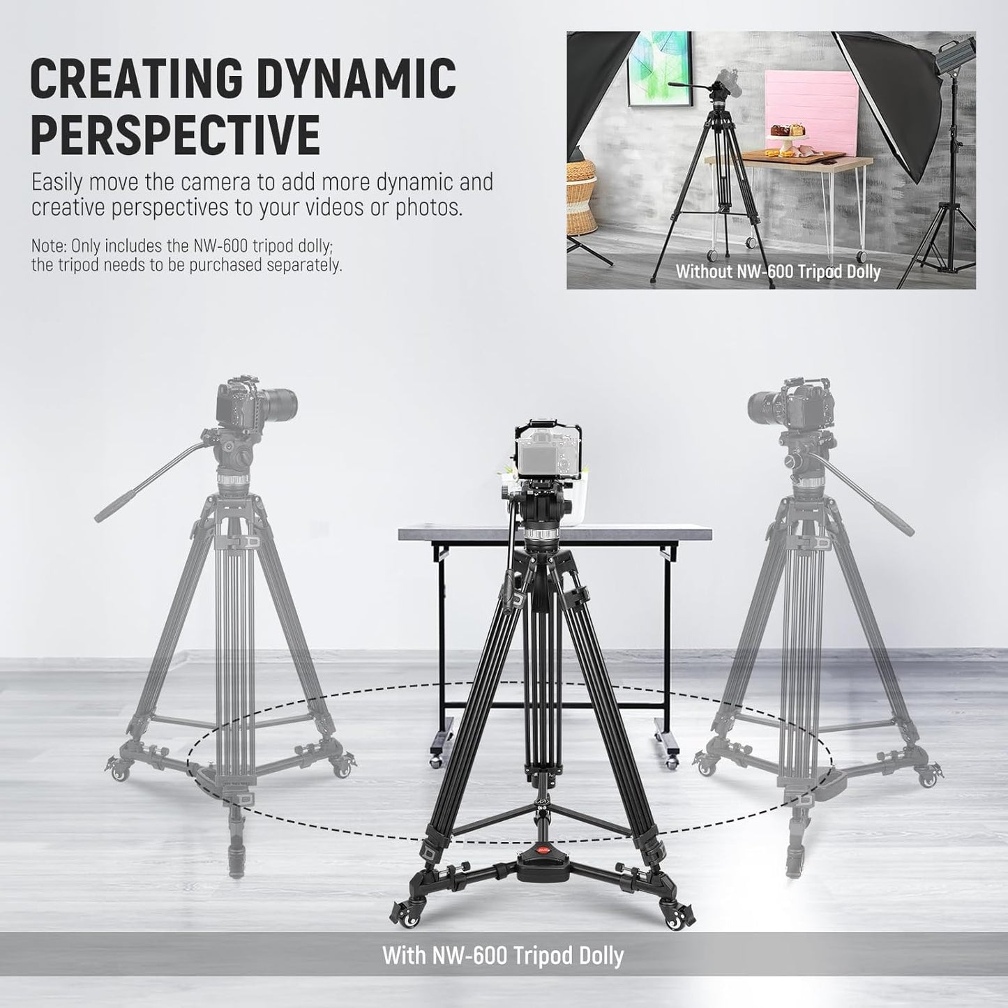 Neewer 10079574 Photography Tripod Dolly - 33lbs Capacity