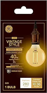 GE Vintage Style G25 Globe Amber LED Light Bulb