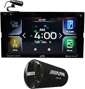 JVC KW-M750BT 6.8" Carplay Receiver with Subwoofer Bundle