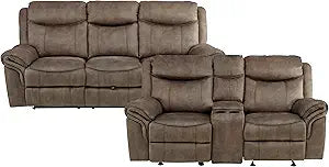 Lexicon 194840123255 Brown Reclining Sofa Loveseat Set