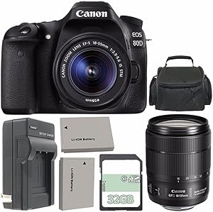 Canon CN80D185518135ISUSMBASE EOS 80D DSLR Camera Bundle