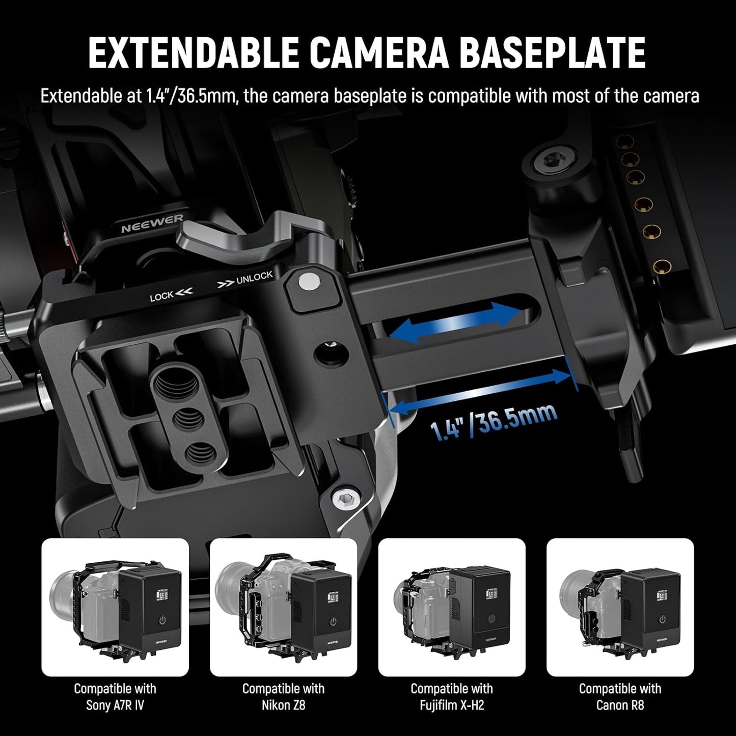 NEEWER PS015 Foldable V Mount Battery Plate Arca Type