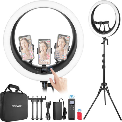 Neewer RP18H 19" LED Ring Light with Stand & Phone Holders
