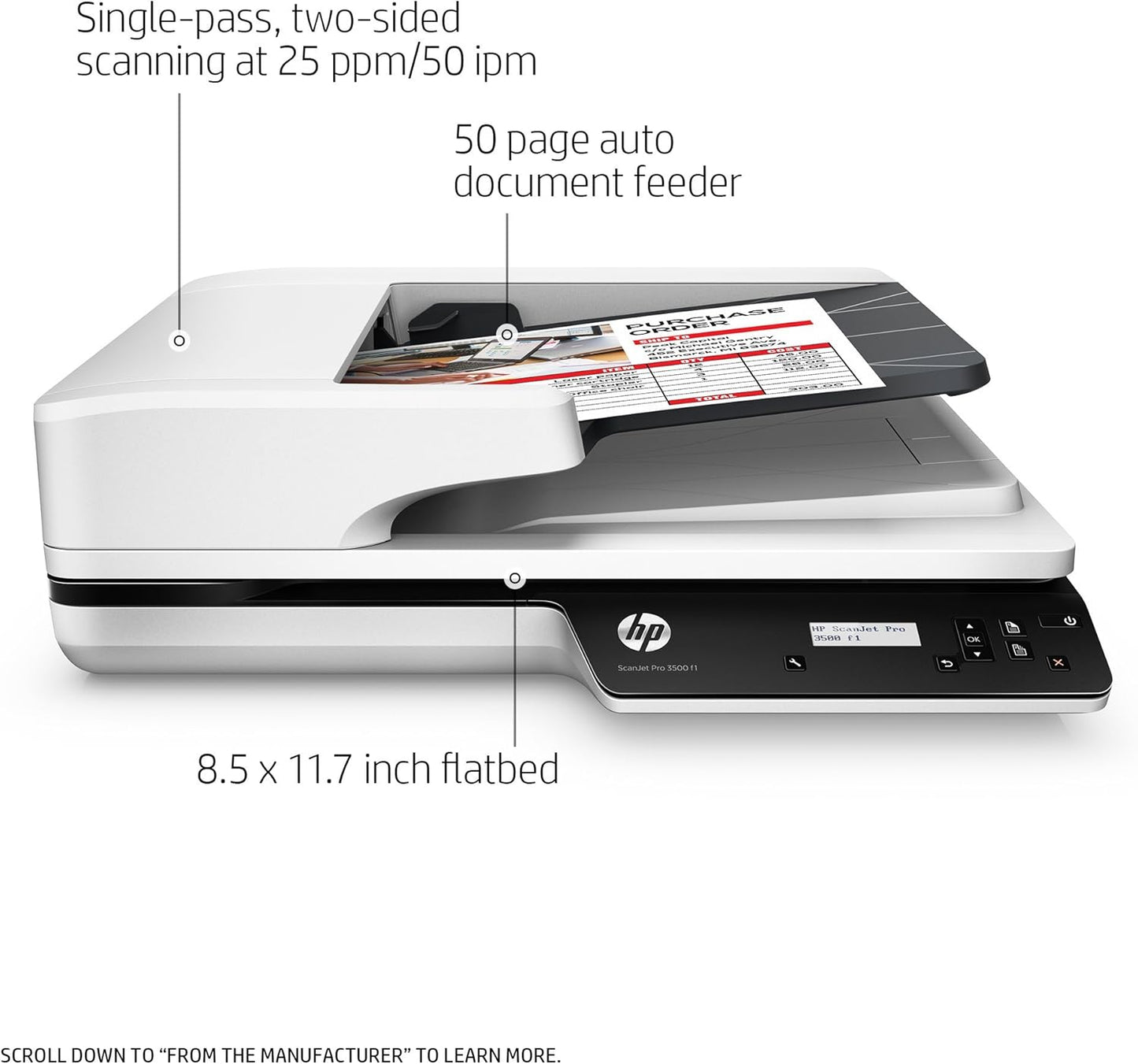 HP ScanJet Pro 3500 f1 Flatbed OCR Scanner Renewed