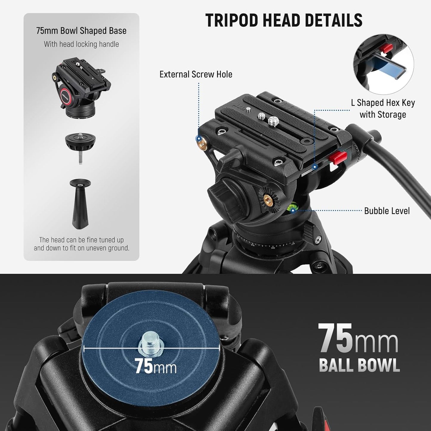 Neewer TP74 74" Heavy Duty Video Tripod
