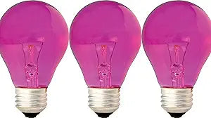 GE Lighting 47627 25-Watt Pink A19 Light Bulb 3-Pack — main product image